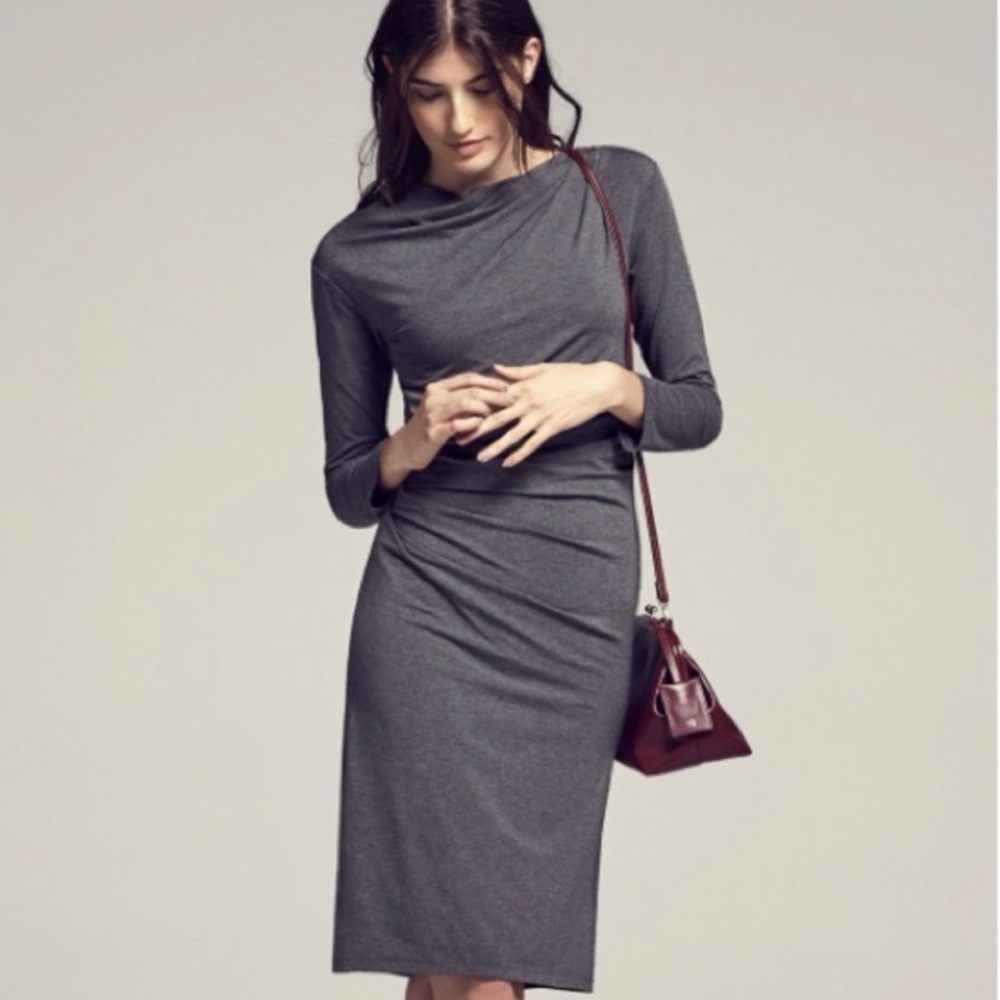 MM LeFleur Annabel Gray Cowl Neck Long Sleeve Dress Medium